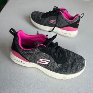 Skechers Skech-Air Lite-Weight Memory Foam Black Pink Sneakers 149344 Size 7